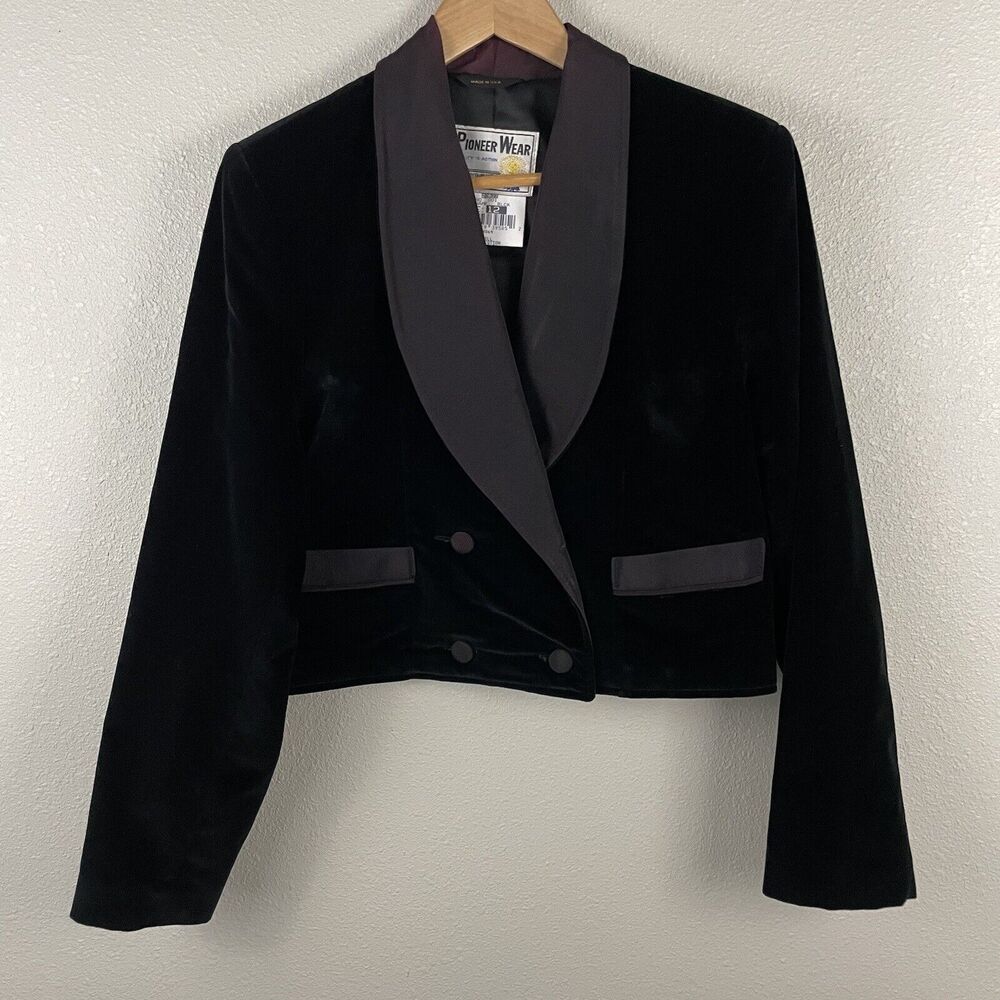 Pioneer Wear Womens 12 Black Velvet Riding Equestrian Western Crop Jacket
